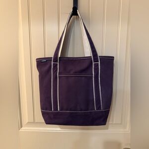 (SOLD) Lands End Medium 5 Pocket Open Top Canvas Tote Bag RARE Purple